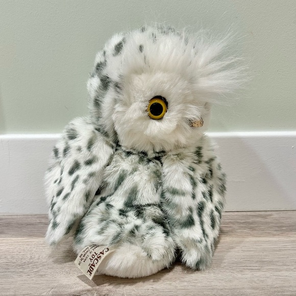 Cascade Toys White Snowy Owl Plush Hand Puppet Stuffed Animal 360 Turning Head - Picture 2 of 8